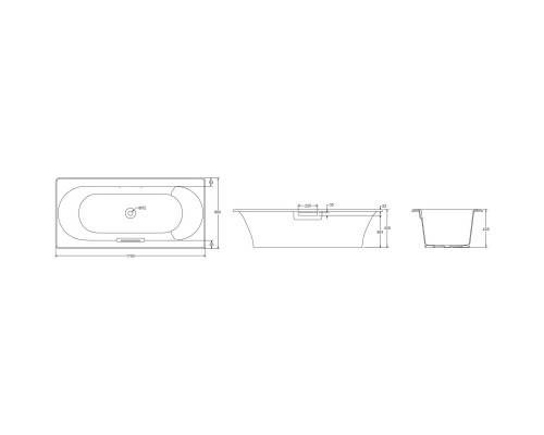 Чугунная ванна 170x80 см Jacob Delafon Volute E6D901-0