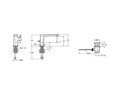 Смеситель для раковины с донным клапаном Jacob Delafon Composed E73167-CP