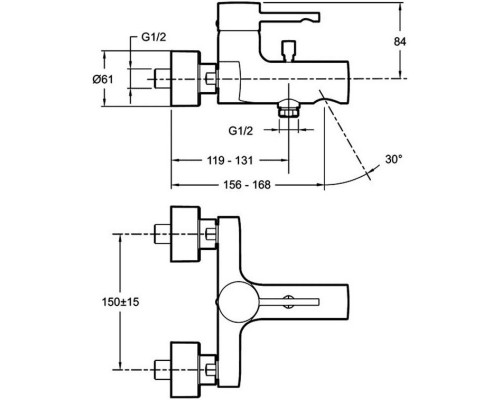 Смеситель для ванны Jacob Delafon Cuff E45532-CP + E32910-CP