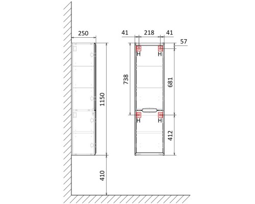 Пенал подвесной белый Jorno Moduo Slim Mod.04.115/P/W