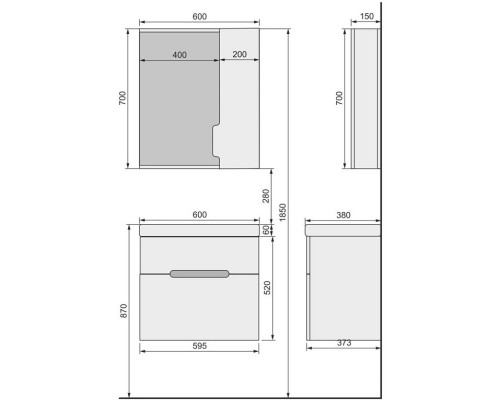 Тумба белый 59,5 см Jorno Moduo Slim Mod.01.60/P/W