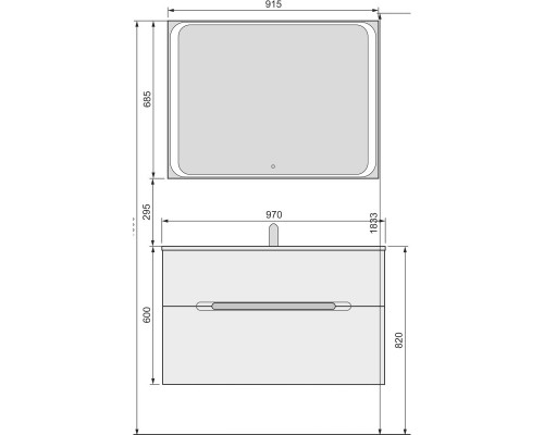 Зеркало 91,5x68,5 см Jorno Modul Mol.02.92/W