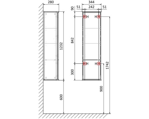 Пенал подвесной бирюзовый бриз Jorno Pastel Pas.04.125/P/BL