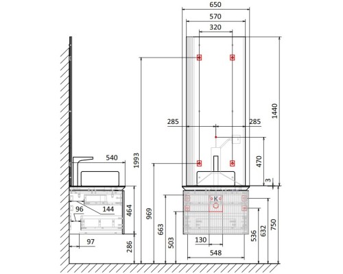 Зеркало 57x144 см Jorno Strong Str.02.57/P/A