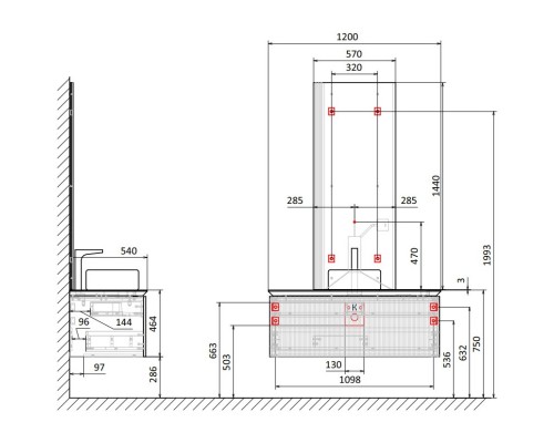 Тумба антрацит 120 см Jorno Strong Str.01.120/P/A