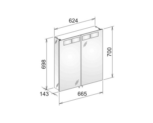 Зеркальный шкаф с люминесцентной подсветкой 66,5x70 см KEUCO Royal T1 12602171301