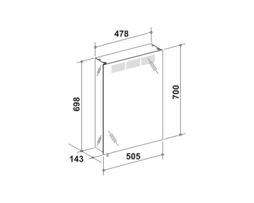 Зеркальный шкаф правосторонний с люминесцентной подсветкой 50,5x70 см KEUCO Royal T1 12601171101