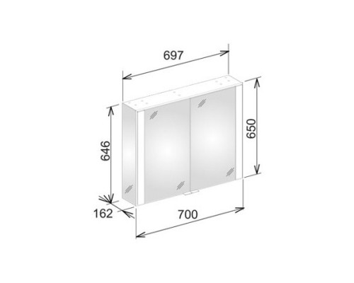 Зеркальный шкаф с люминесцентной подсветкой 70x65 см KEUCO Royal 60 22101171301