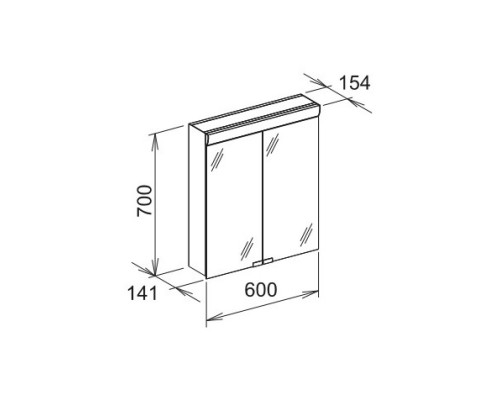 Зеркальный шкаф с люминесцентной подсветкой 60x70 см Keuco Royal 10 05402171301