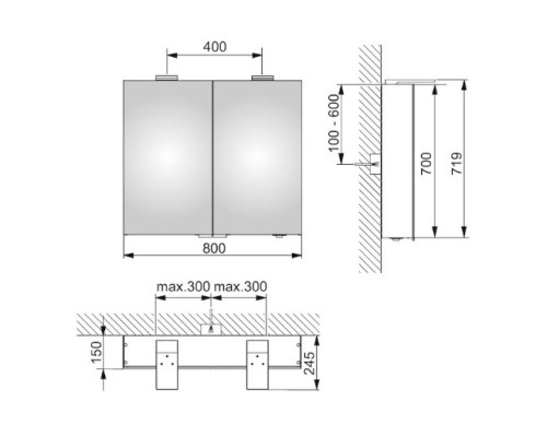 Зеркальный шкаф 80x70 см KEUCO Royal 15 14403171301