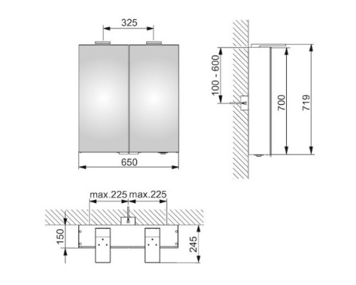 Зеркальный шкаф 65x70 см KEUCO Royal 15 14402171301