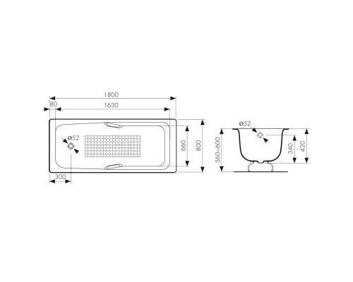 Чугунная ванна 180x80 см Kaiser KB-1502