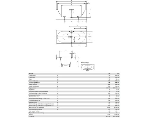 Стальная ванна 180x80 см Kaldewei Centro Duo 133 Standard