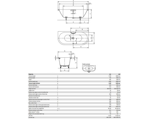 Стальная ванна 180x80 см Kaldewei Centro Duo 2 135 Standard