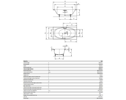 Стальная ванна 190x100 см Kaldewei Ellipso Duo 230 Standard