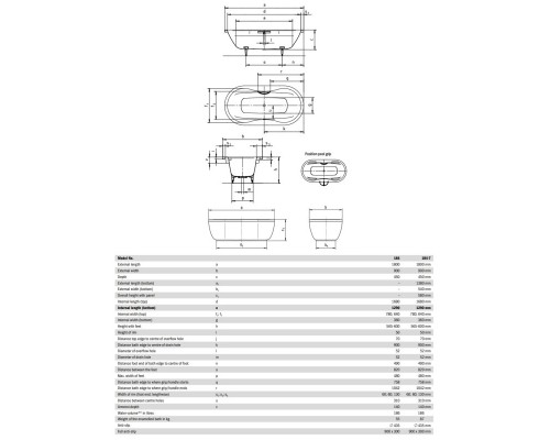 Стальная ванна 180x90 см Kaldewei Mega Duo Oval 184 Standard