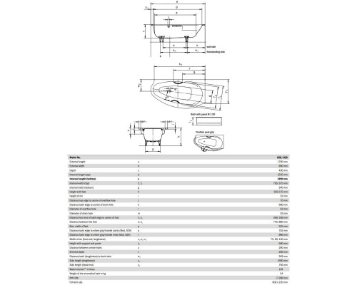 Стальная ванна 170x90 см L Kaldewei Studio 828-1 Standard