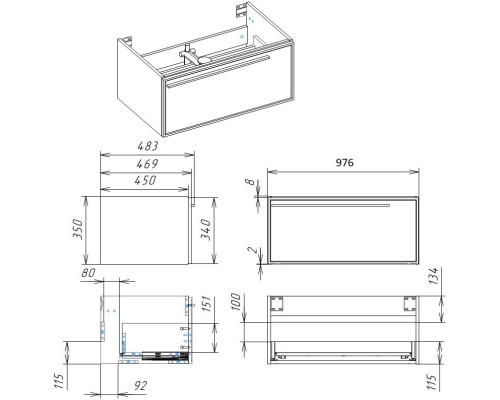 Тумба белый матовый 97,6 см La Fenice Elba FNC-01-ELB-B-100