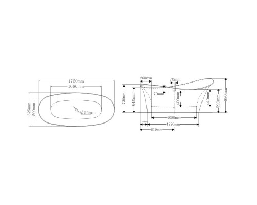 Акриловая ванна 175x82,5 см Lagard Tiffany Treasure Gold lgd-tf-tg