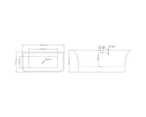 Акриловая ванна 160,5x77 см Lagard Evora Treasure Gold lgd-evr-tg