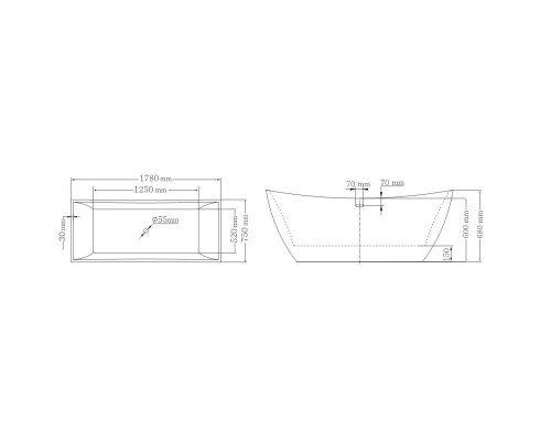 Акриловая ванна 178x75 см Lagard Issa Brown Wood lgd-issa-bw