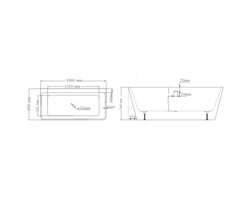 Акриловая ванна 168x80 см Lagard Vela White Star lgd-vla-ws