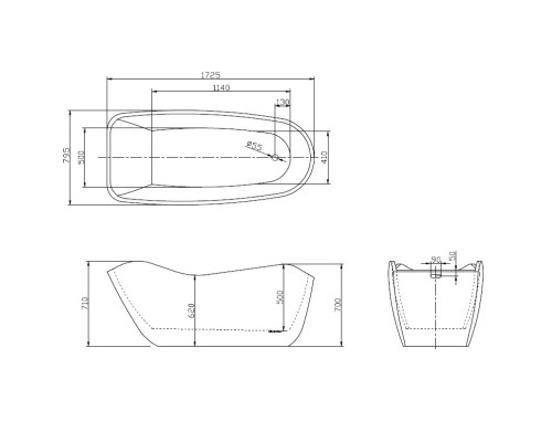 Акриловая ванна 172,5x79,5 см Lagard Teona Treasure Silver lgd-tna-ts