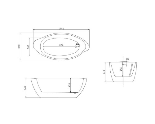 Акриловая ванна 174x84 см Lagard Versa Brown Wood lgd-vsa-bw