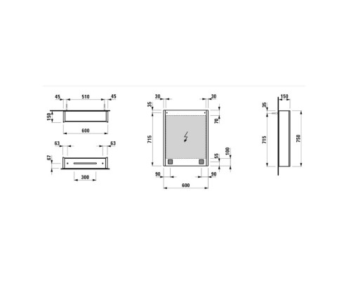 Зеркальный шкаф 60x75 см Laufen Frame 25 4.0840.2.900.144.1