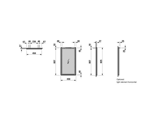 Зеркало 45x82,5 см Laufen Frame 25 4.4740.0.900.144.1