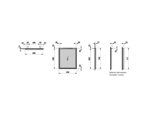 Зеркало 60x70 см Laufen Frame 25 4.4740.2.900.144.1