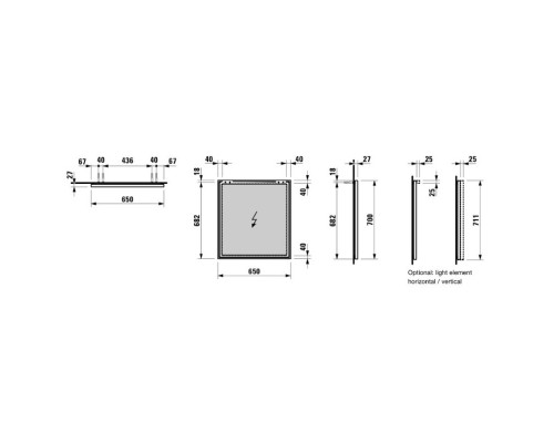 Зеркало 65x70 см Laufen Frame 25 4.4740.3.900.144.1