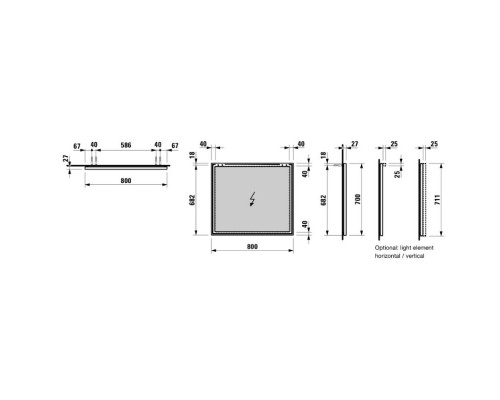 Зеркало 80x70 см Laufen Frame 25 4.4740.4.900.144.1