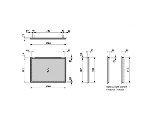 Зеркало 100x70 см Laufen Frame 25 4.4740.6.900.144.1