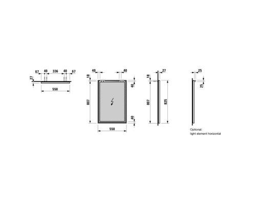 Зеркало 55x82,5 см Laufen Frame 25 4.4740.1.900.144.1