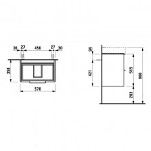 Тумба темный вяз 57 см Laufen Base 4.0221.2.110.263.1