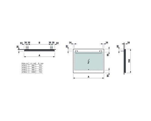 Зеркало 80x70 см Laufen Leelo 4.4764.2.950.144.1