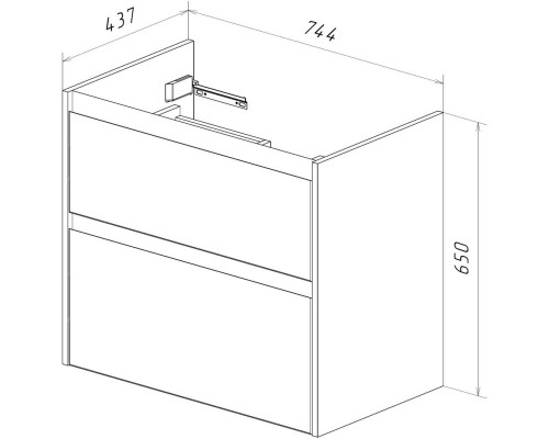 Тумба белый глянец/черный 74,4 см Lemark Combi LM03C80T-black