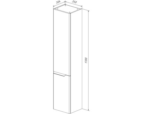 Пенал подвесной белый глянец R Lemark Miano LM06M35P