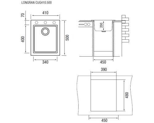 Кухонная мойка альпина Longran Cube CUG410.500 - 07