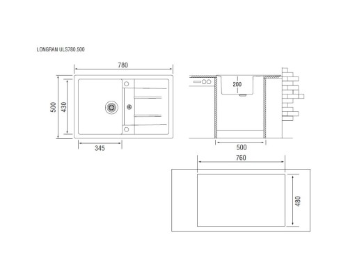 Кухонная мойка оникс Longran Ultra ULS780.500 - 10