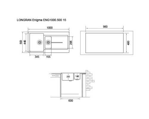 Кухонная мойка альпина Longran Enigma ENG1000.500 15 - 07