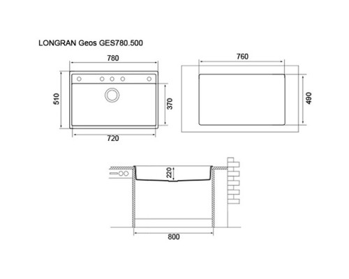 Кухонная мойка терра Longran Geos GES780.500 - 38
