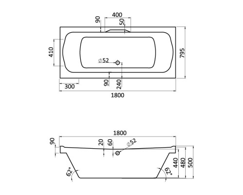 Акриловая ванна 180x80 см Santek Корсика 1.WH11.1.981