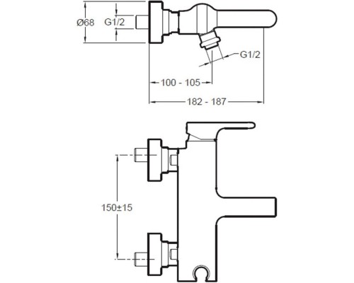 Смеситель для ванны Jacob Delafon Singulier E10867-CP + E99898RU-CP