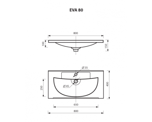 Умывальник мебельный"EVVA - 80" D Р-Евв14080-Д