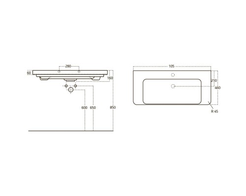 Раковина 105x46 см OWL 1975 Luxury OWLB19-11105