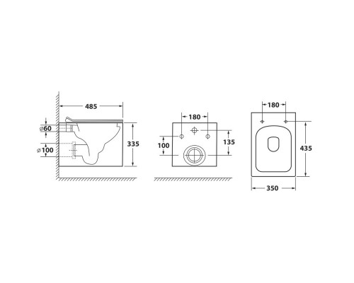 Подвесной безободковый унитаз с сиденьем микролифт OWL 1975 Cube OWLT190803