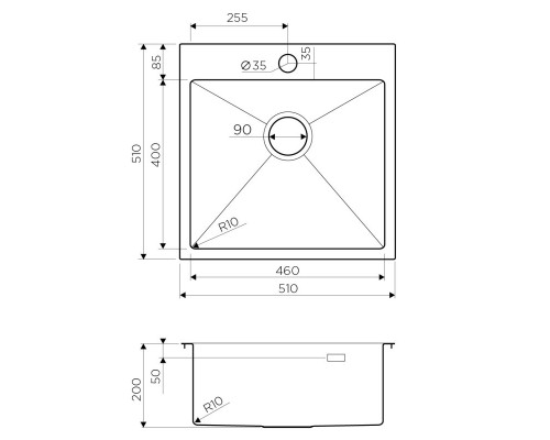 Кухонная мойка нержавеющая сталь Omoikiri Akisame 51-IN 4973438