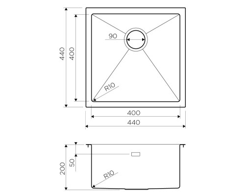 Кухонная мойка нержавеющая сталь Omoikiri Taki 44-U/IF-IN 4973044